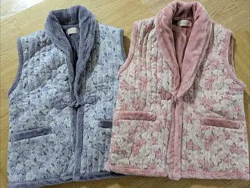 플리스 꽃무늬 룸웨어 베스트 (핑크 퍼플)