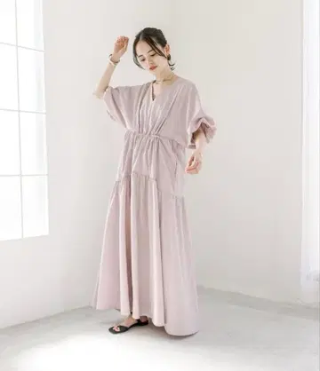 [ mystic ] 드로스트 개더 원피스 핑크