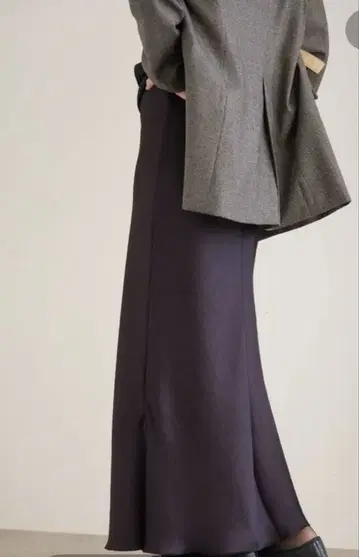 IENA 더블 새틴 스커트 네이비 34