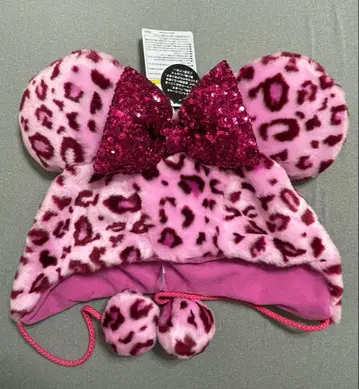 새상품 디즈니 팬캡 미니 레오파드 무늬 핑크