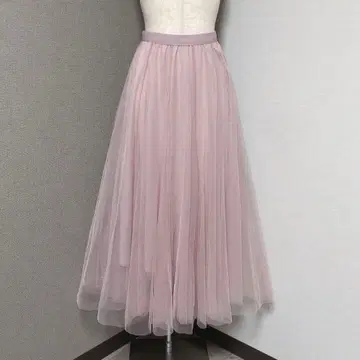 세실 맥비 튤 플레어 롱 스커트 핑크