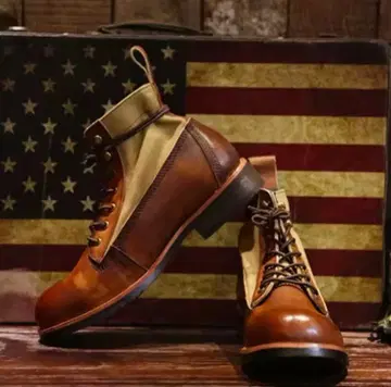 [ 빈티지 가죽 콤비 부츠 / 브라운 ]