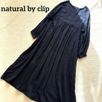 natural by clip 코튼 100% 절개 개더 롱 원피스