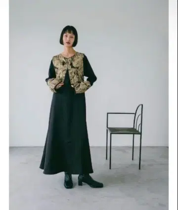 [ sahara ] Jacquard Vest Layered Dress