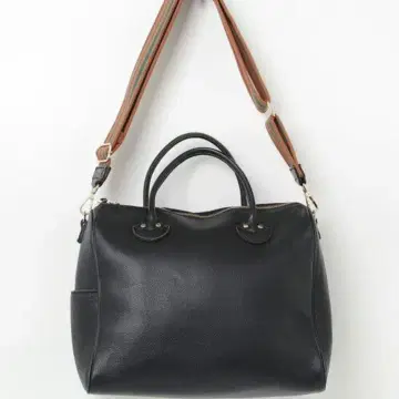 천연 가죽 보스턴 백 블랙