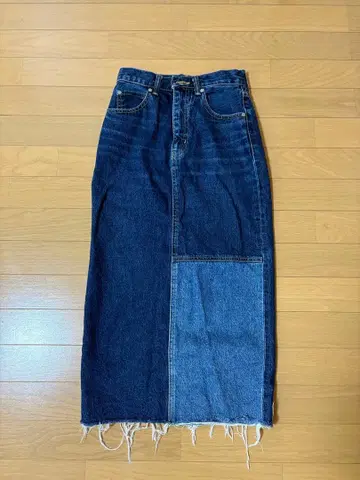 LAURA GAYN 데님 패치워크 롱 스커트 사이즈 0