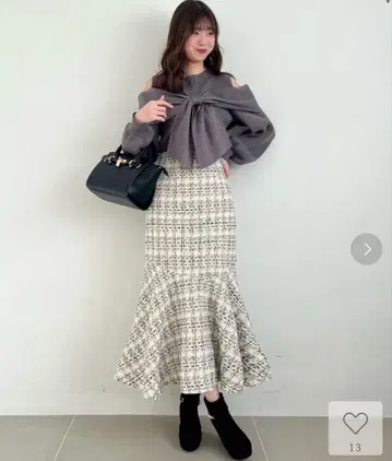 MAJESTIC LEGON 트위드 머메이드 롱 스커트