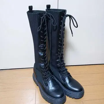 GYDA 레이스업 니트 도킹 인솔 워크 부츠 새상품급