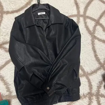 블랙 가죽 아우터 지퍼 달린 상하의 셋업