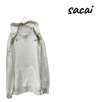 sacai 코튼 나일론 풀오버 후드티 라이트 그루 후드 부착 후드티