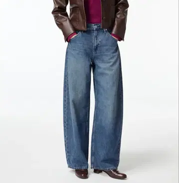 [ 새상품급 ] 유니클로 배기 커브 청바지 블루 25 데님