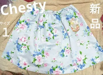 Chesty 꽃무늬 스커트 새상품 블루 깔끔한 플라워 가을 Chesty