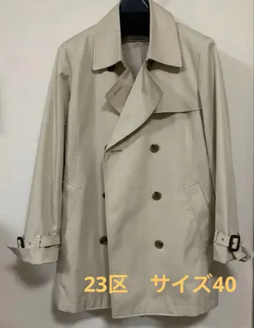 23구 코튼 폴리에스테르 개버딘 트렌치코트 아이보리 사이즈 40