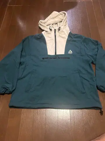 BEAMS 하프 지퍼 후드티 S 네이비/베이지