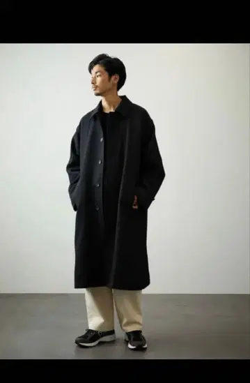 FREAK'S STORE 블랙 스텐카라 코트 L 울 캐시미어