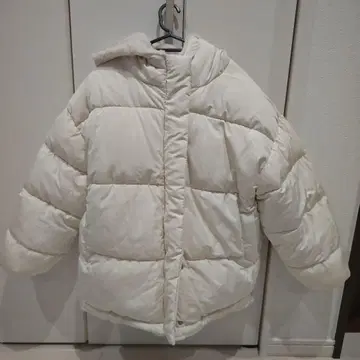 [ 미사용 ] 시마무라 화이트 후드 부착 리버서블 다운풍 자켓 L 사이즈
