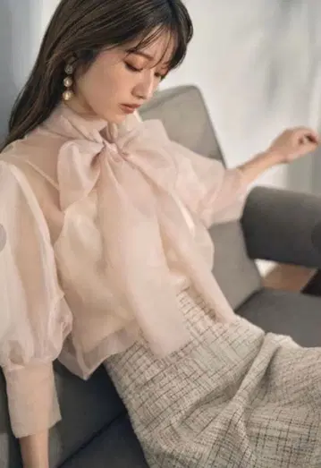 [ LILY BROWN ] 오간자 2WAY 블라우스 ( 핑크 )