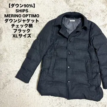[ 빅 사이즈 ] SHIPS 다운 자켓 타탄 체크 블랙 XL