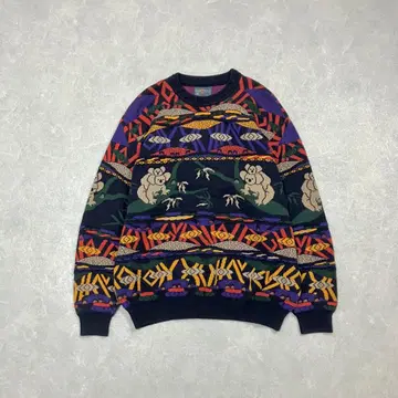 90s Geccu  3D 니트 올 패턴 코알라 호주산