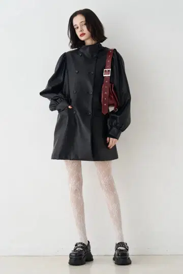 jouetie 인조 가죽 A라인 자켓 아우터 가죽 자켓