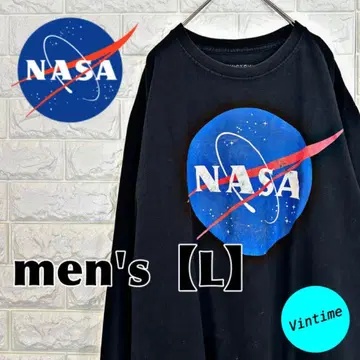 V884 [ NASA ] 프린트 롱 슬리브 [ 남성용 L ] 블랙