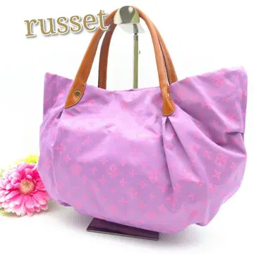 새상품급 russet 복주머니 토트백 핸드백 나일론 가죽 핑크