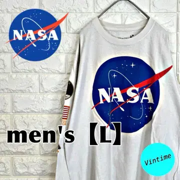 V883 [ NASA ] 프린트 롱 슬리브 [ 남성용 L ] 화이트