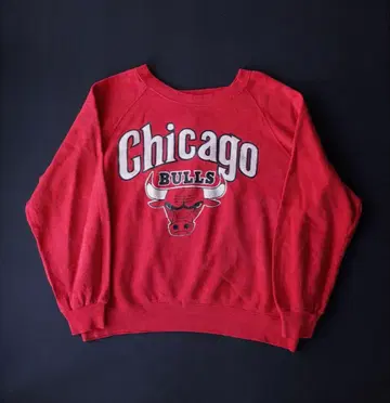 80s 빈티지 BULLS 시카고 불스 맨투맨 트레이닝복 크롭탑 빨간색