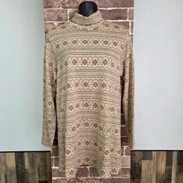 엘리먼트 오브 심플 라이프 니트 브라운 올 패턴 긴 길이 튜닉 L