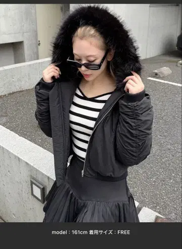 후드 퍼 개더 소매 패딩 자켓