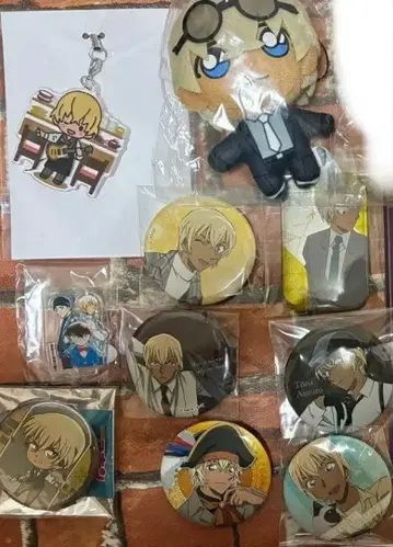 가격 인하 코난 아무로 토오루 봉제 인형 캔뱃지 세트 수트