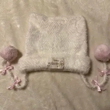 디즈니 마리 니트 모자 화이트 팬캡 니트캡