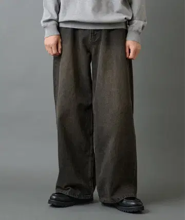 와이드 스트레이트 팬츠 블랙 M