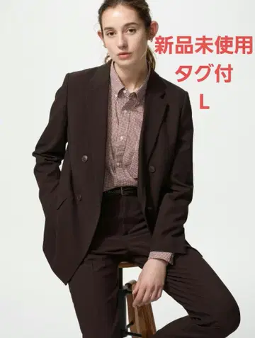 [미사용 새상품] 유니클로 이번 시즌 더블 자켓 다크 브라운