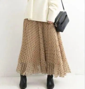 택 포함 새상품 IENA 플로키 dot 플리츠 스커트