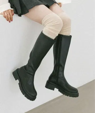 Heather 인힐 스트레치 롱 부츠 블랙