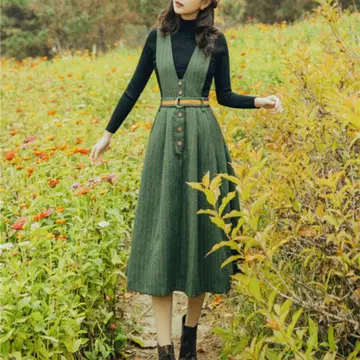 manusmachina 모에기 세로 줄무늬 살로펫과 니트