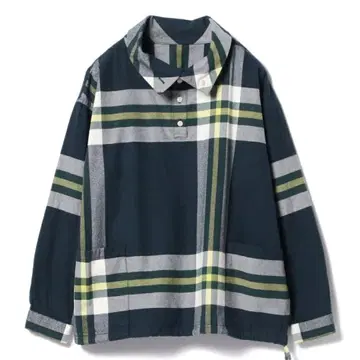 BEAMS BOY 빅 타탄 체크 블라우스 셔츠 하이넥