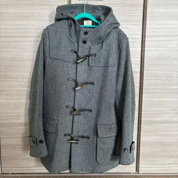 GREEN LABEL RELAXING 그레이 더플 코트 후드