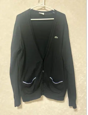 Lacoste 블랙 V넥 가디건
