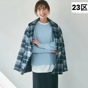 23구 워셔블 울 캐시미어 크루넥 니트 블루