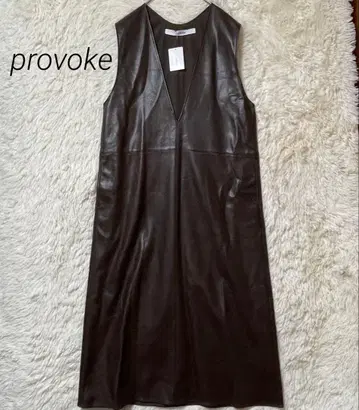 프로보크 provoke 인조 가죽 원피스 브라운 택 포함 새상품
