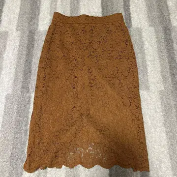 ANAYI 브라운 레이스 스커트 슬릿 포함
