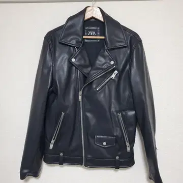 ZARA 블랙 가죽 더블 라이더 자켓