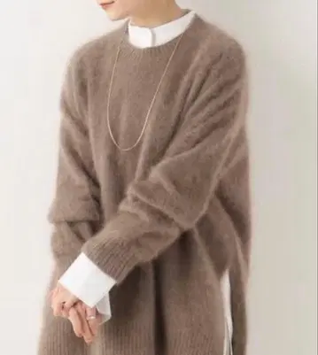 플라주 니트 fur 크루스 슬릿 풀오버