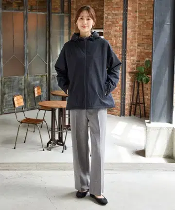 [ 허니즈 ] 안감 플리스 후드 블루종 블랙