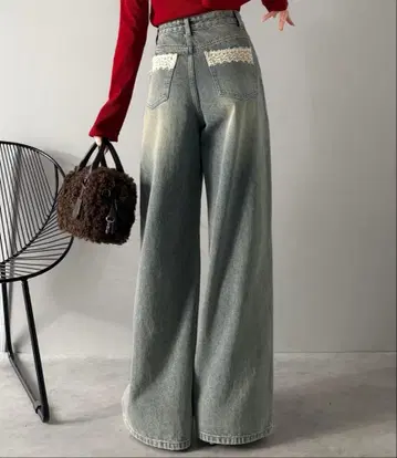 하이웨스트 와이드 레그 데님 팬츠