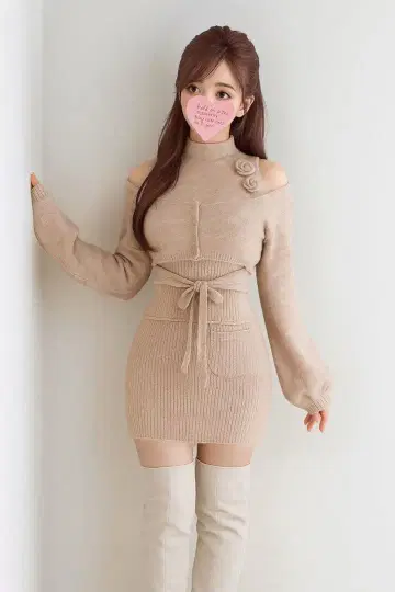 andmary 앤드마리 Flower knit set up 핑크