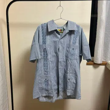 GUAYABERA 반팔 셔츠 L 사이즈 스트라이프