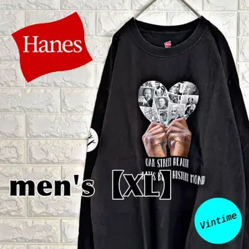 V897 [Hanes] 프린트 롱 슬리브 [남성용 XL] 블랙